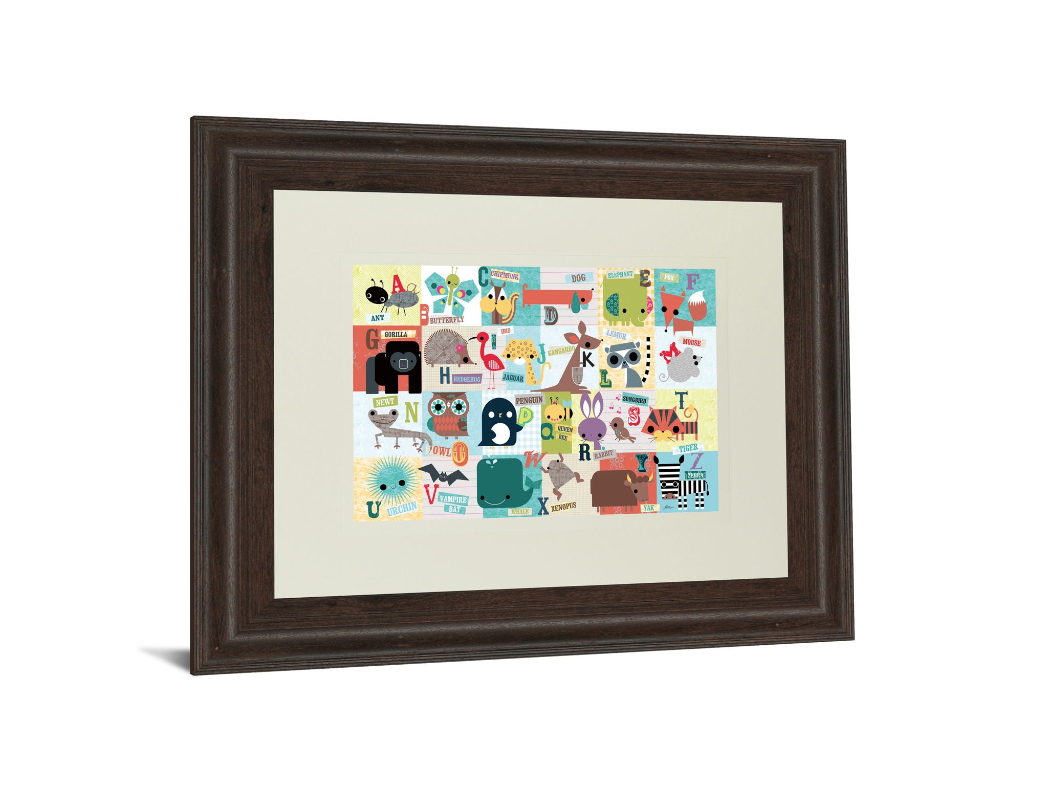 Animal Abc By Julian Phillips - Framed Print Wall Art - Beige