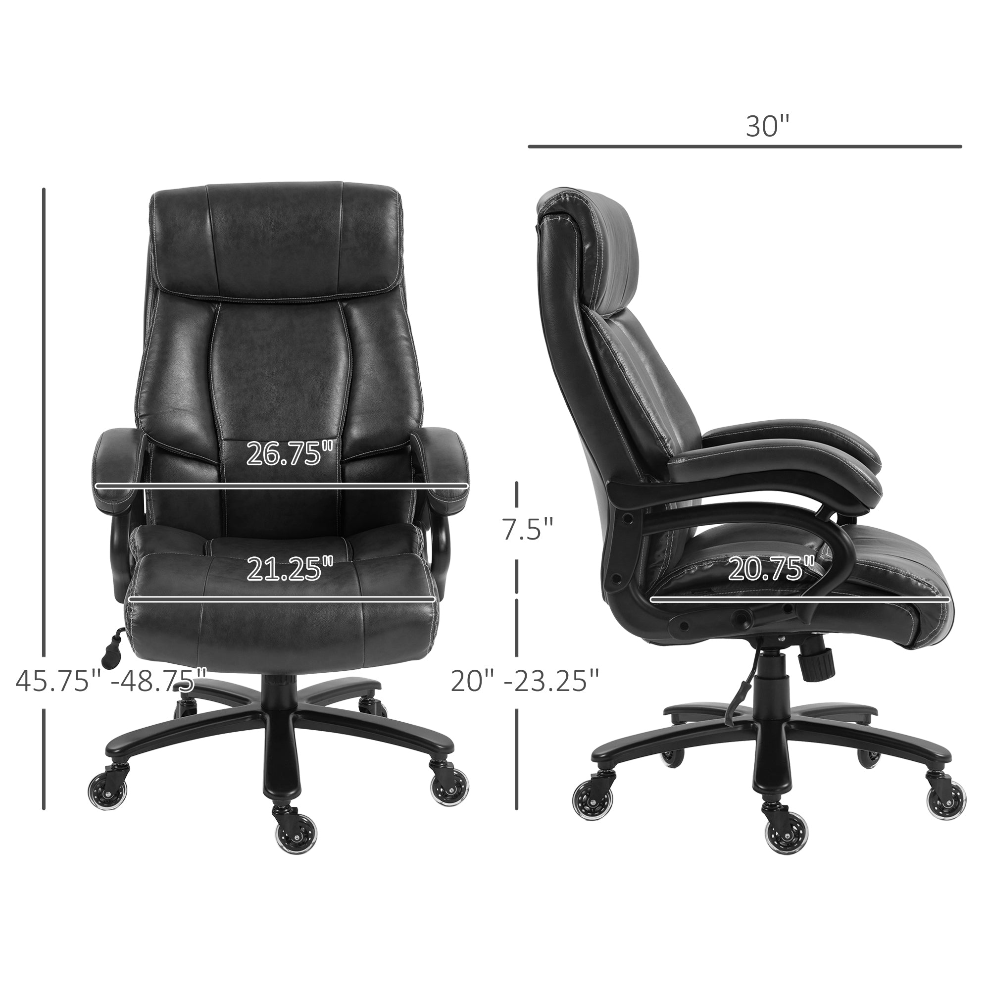 Vinsetto Big and Tall Office Chair, PU Leather Desk Chair 400lb, Black