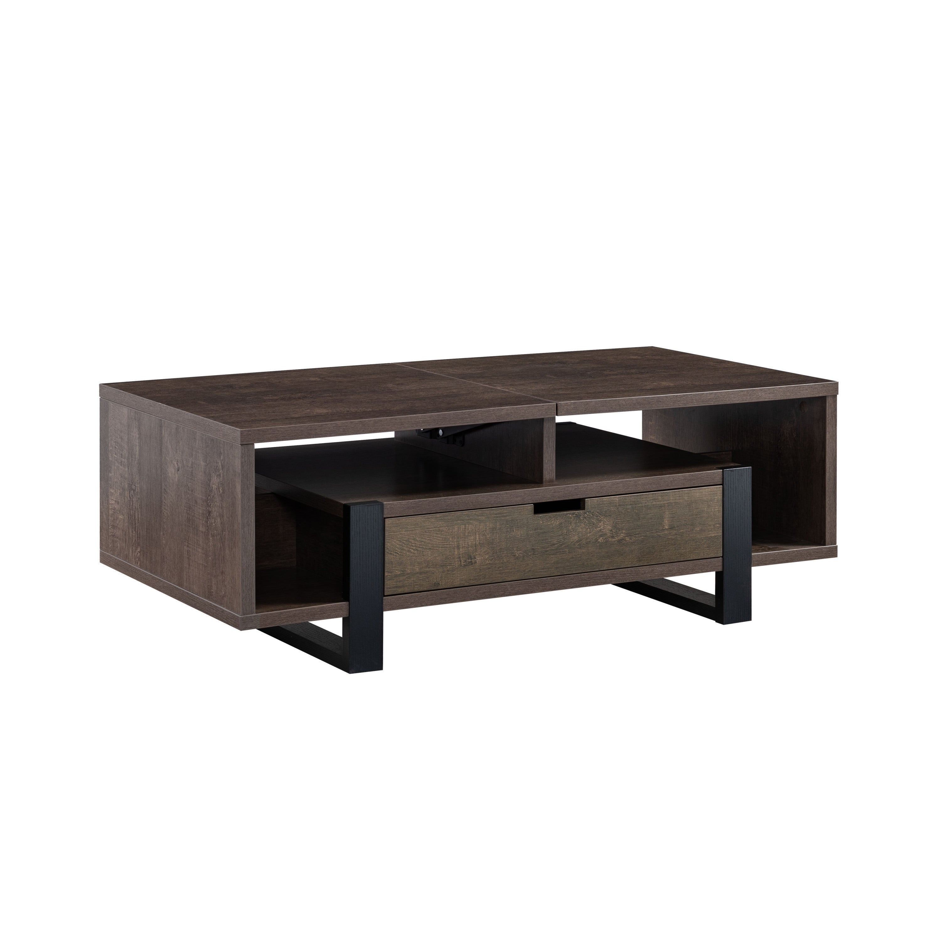 Contemporary Coffee Table with Drawer and Lift Top Table Top - Dark Brown