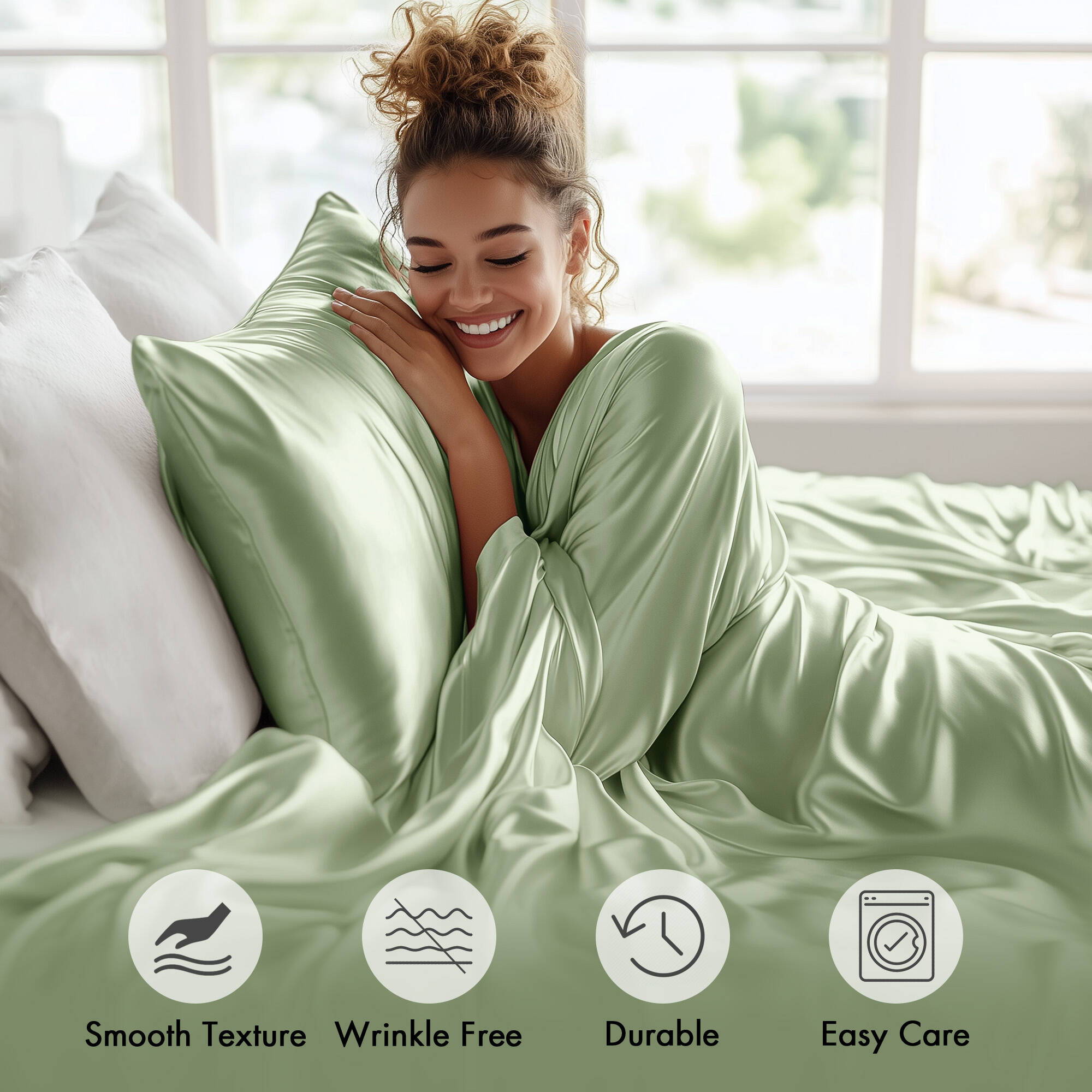 Satin - 4 Piece Twin Luxury Sheet Set - Sage