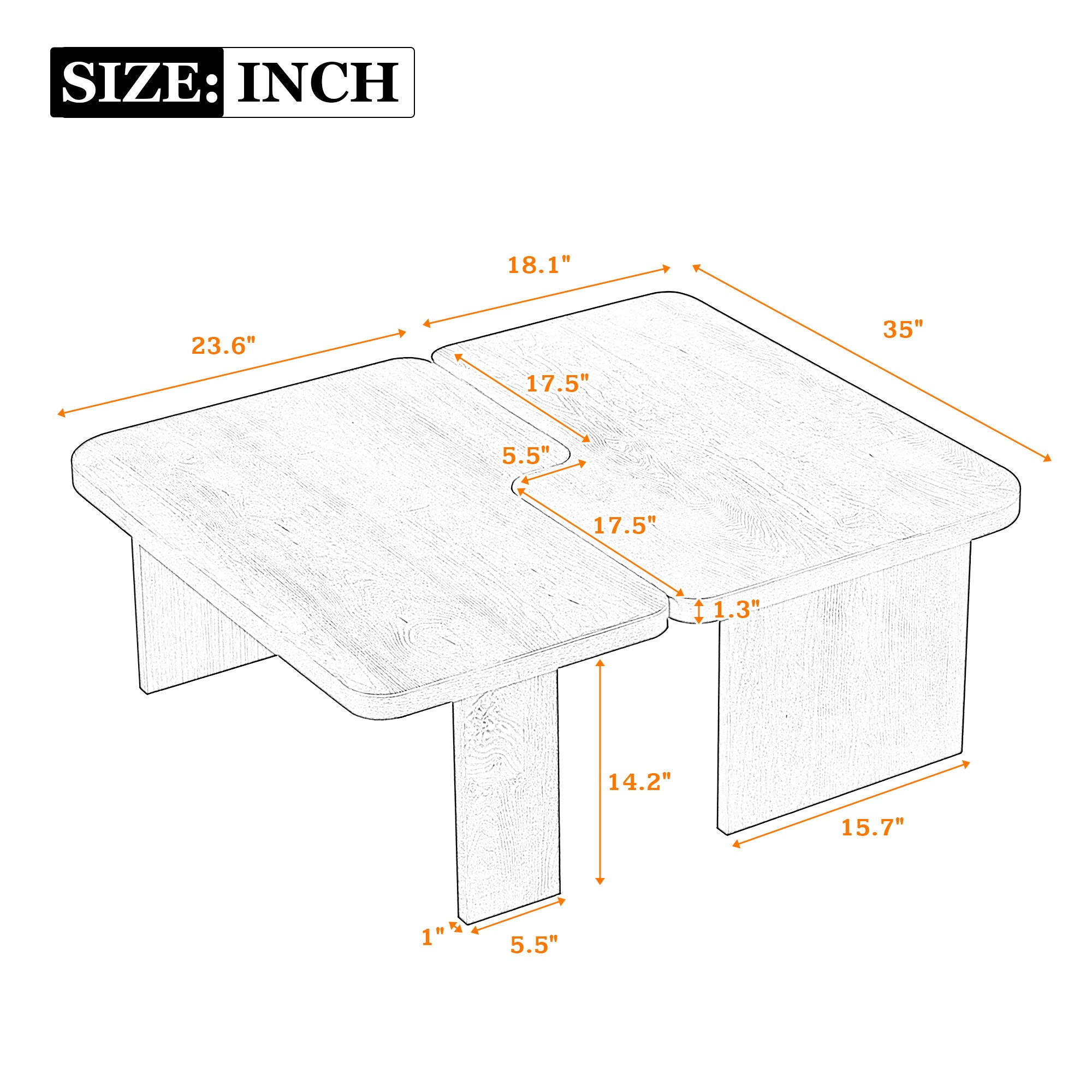 Modern Minimalist Coffee Table Set With Splicing Design