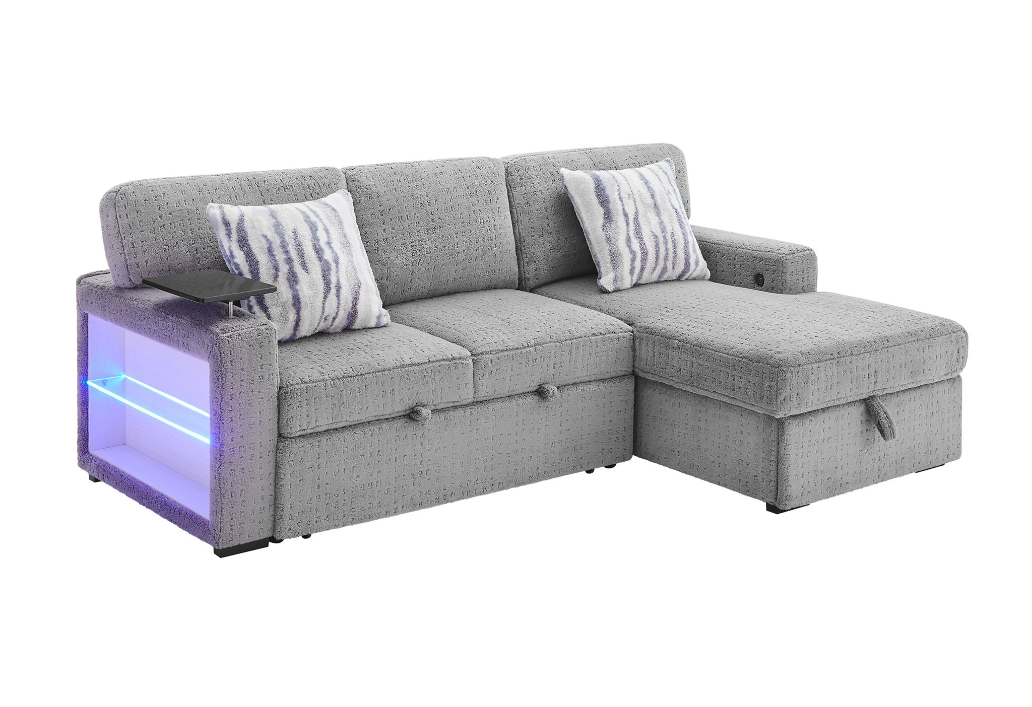 U0214 - Loveseat With Pull Out Sofa Bed And 1 Pillow - Dark Gray