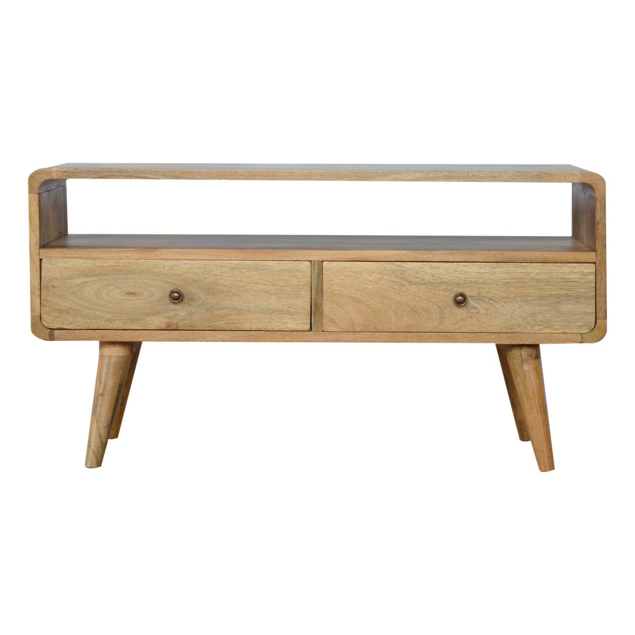 Solid Wood Curved Media Unit