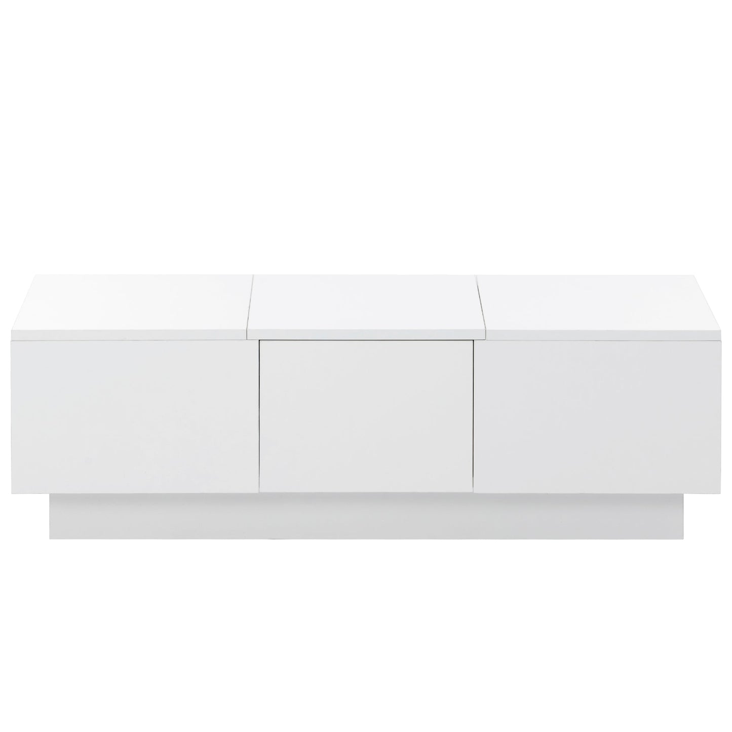 Coffee Table with 2 large Hidden Storage Compartment, Extendable Cocktail Table with 2 Drawers, High-gloss Center Table with Sliding Top for Living Room, 39.3"x21.6", White