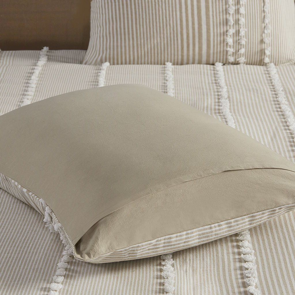 Anslee - King 3 Piece Yarn Dyed Duvet Cover Set - Taupe