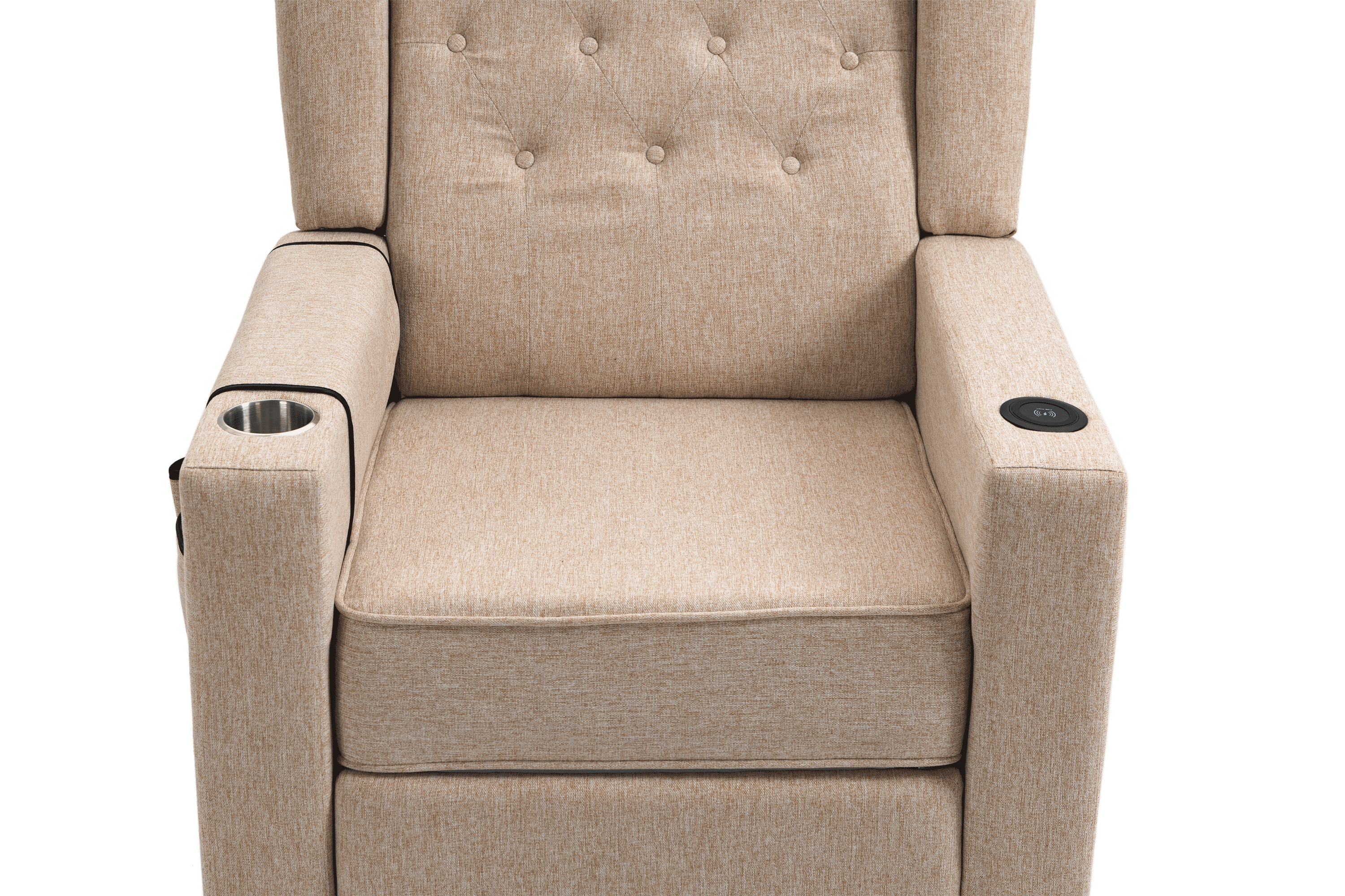 Arm Pushing Recliner Chair, Modern Button Tufted Wingback Push Back Recliner Chair, Living Room Chair Fabric Pushback Manual Single Reclining Sofa Home Theater Seating for Bedroom,Khaki Yelkow