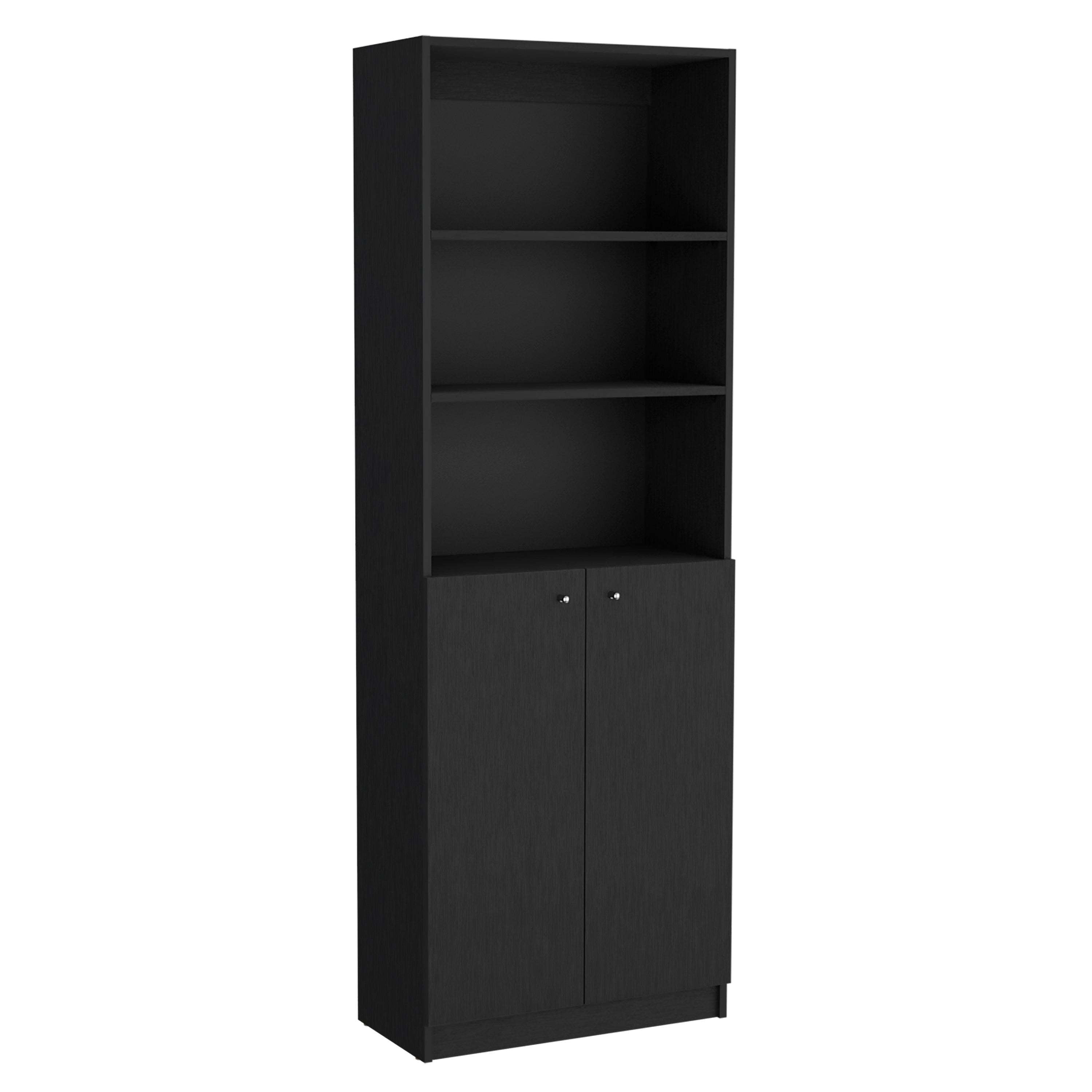 Monroe Black 3 Piece Living Room Set with 3 Bookcases