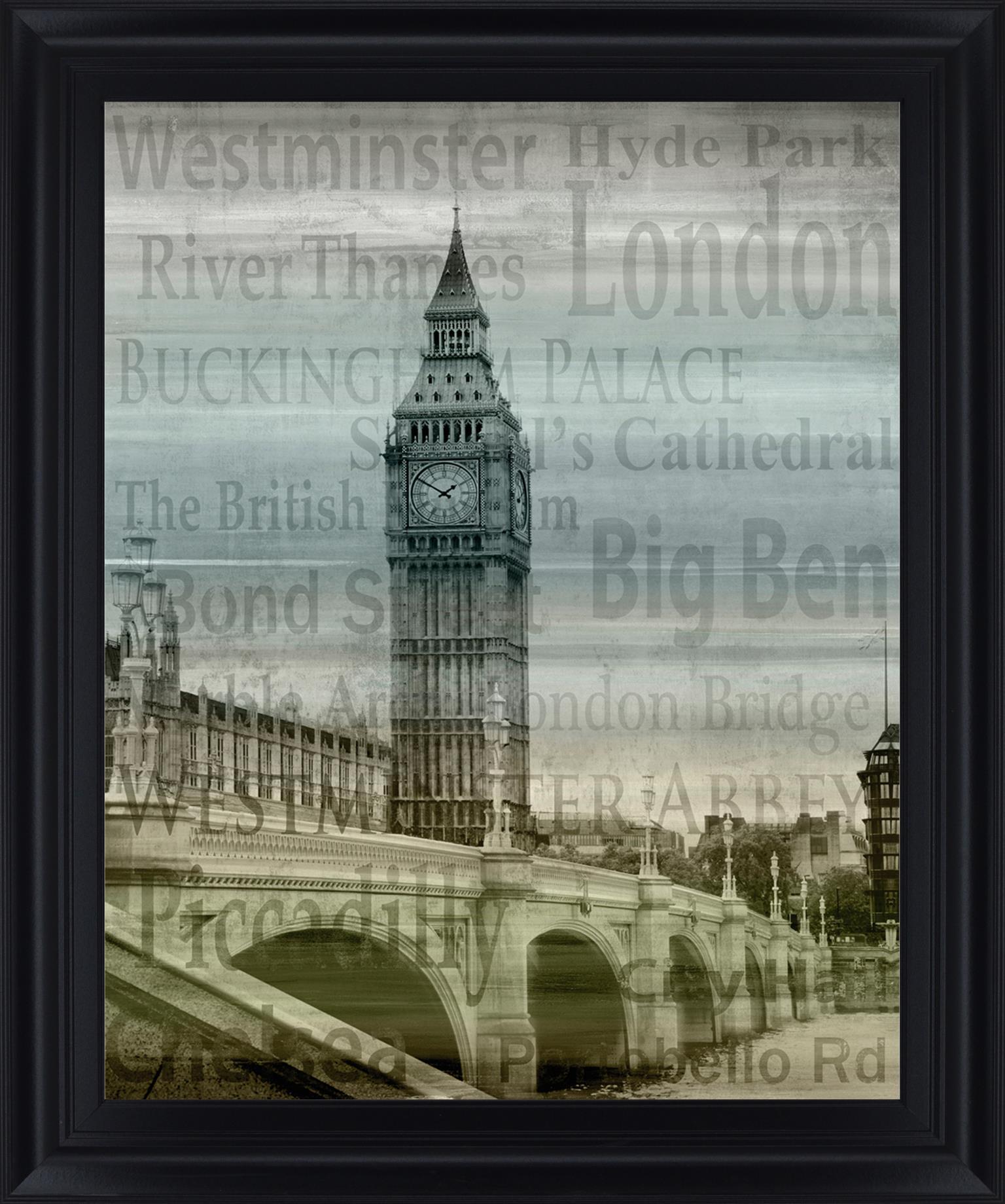 Foggy Landmark View - 28" x 34" Framed Wall Art - Gray