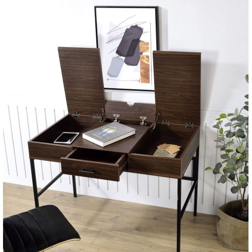 ACME Verster Built-in USB Port Writing Desk, Oak & Black Finish 93092