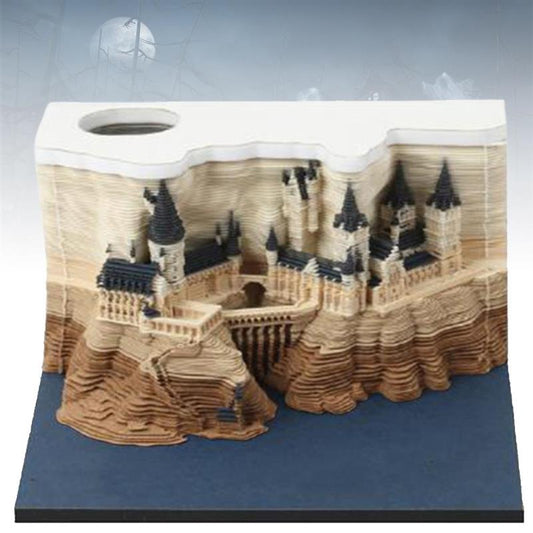3D Paper Carving Art Hogwarts Castle Note Paper Art Building Blocks Paper Note Paper Decoration Home Crafts Paper Notepad Sticky
