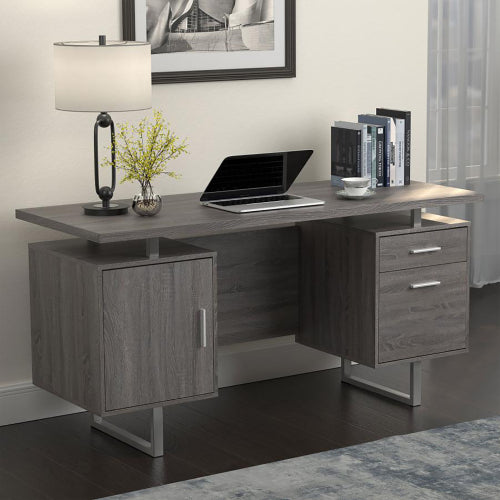 Weathered Grey 2-drawer Floating Top Office Desk