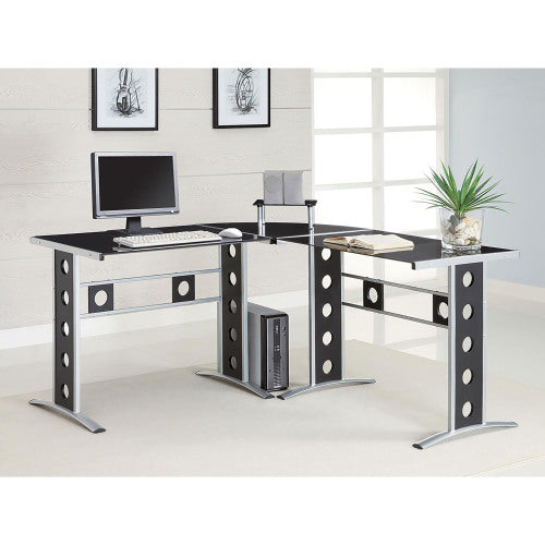 Black and Silver 3-Piece Office Desk Set