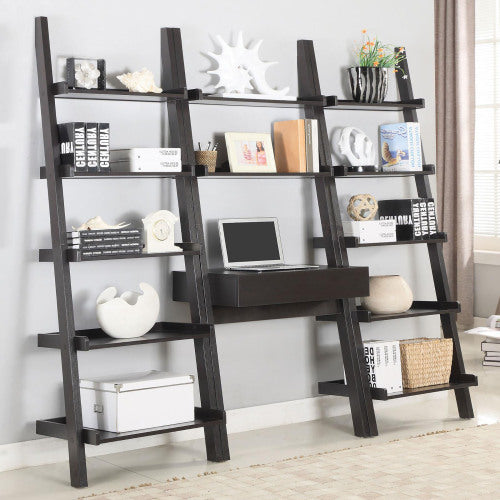 Cappuccino 3-piece Ladder Desk and Bookcase Set