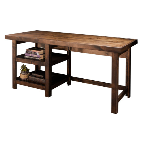 Bridgevine Home Sausalito 60 inch Workstation Desk, No Assembly Required, Whiskey Finish