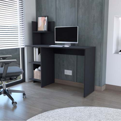 Troy Black Four Shelves Writing Desk