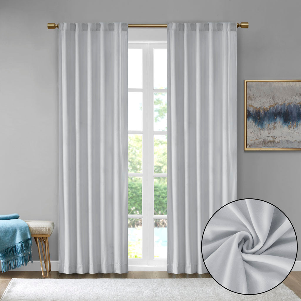 Room Darkening Poly Velvet Rod Pocket/Back Tab Curtain Panel Pair