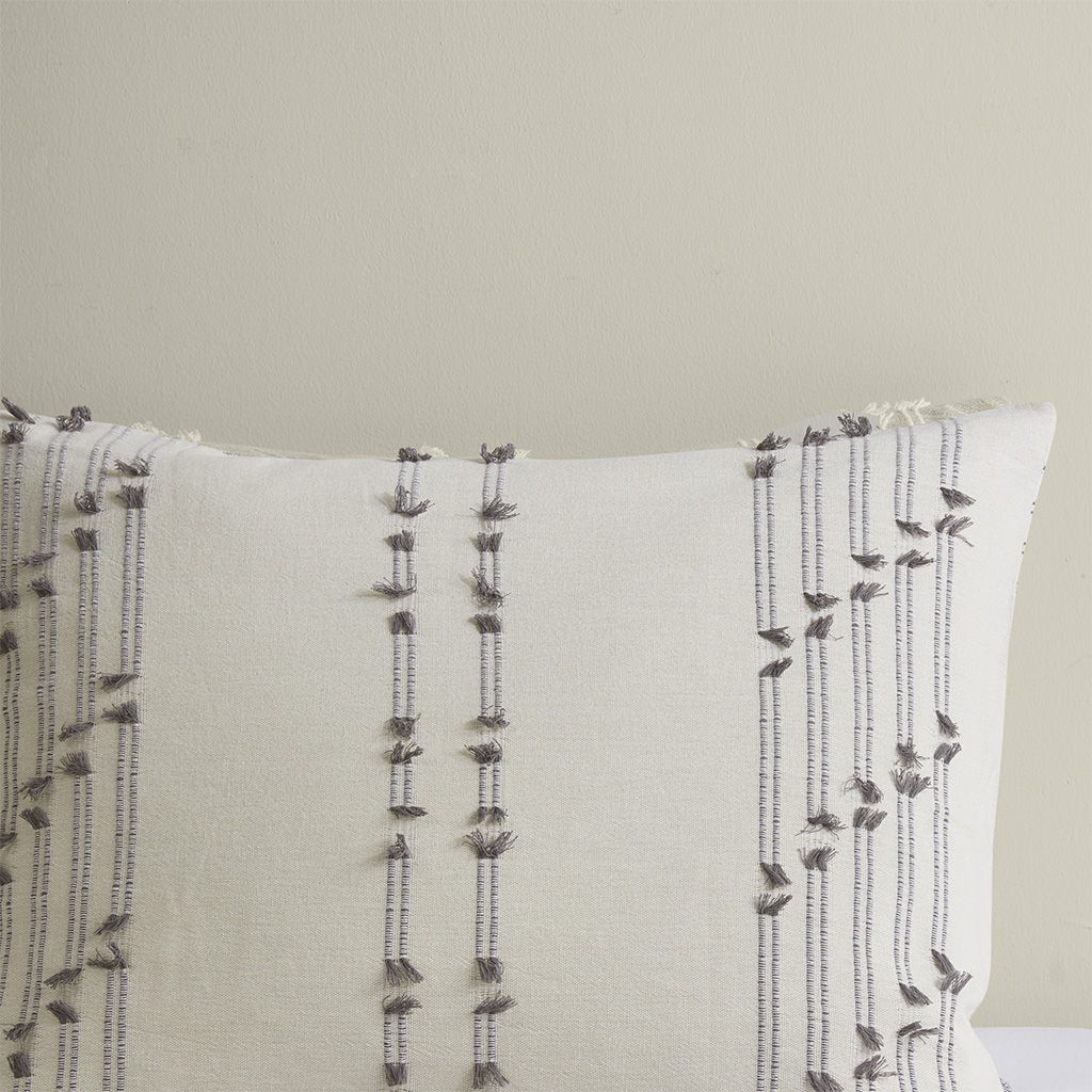 Kara - 3 Piece Cotton Jacquard Duvet Cover Set - White