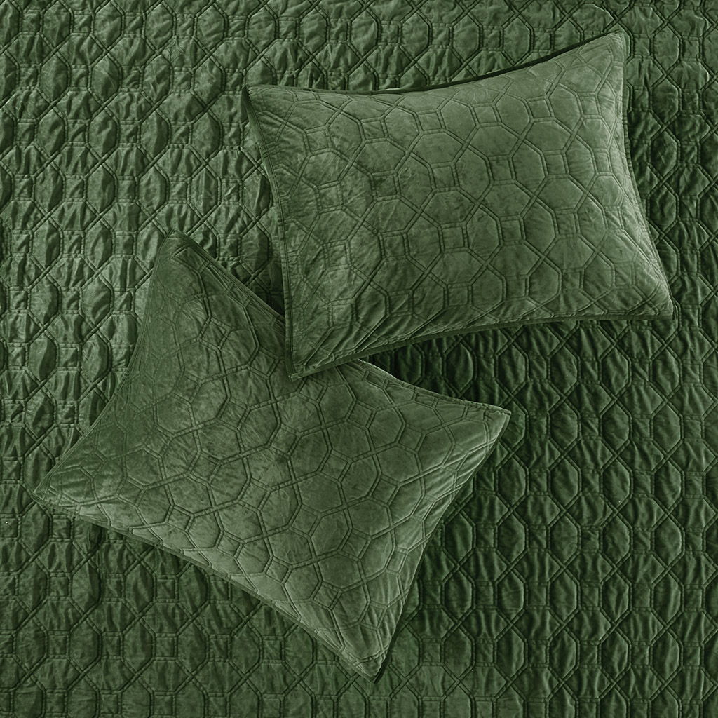 Harper - Reversible 3 Piece Coverlet Set - Green