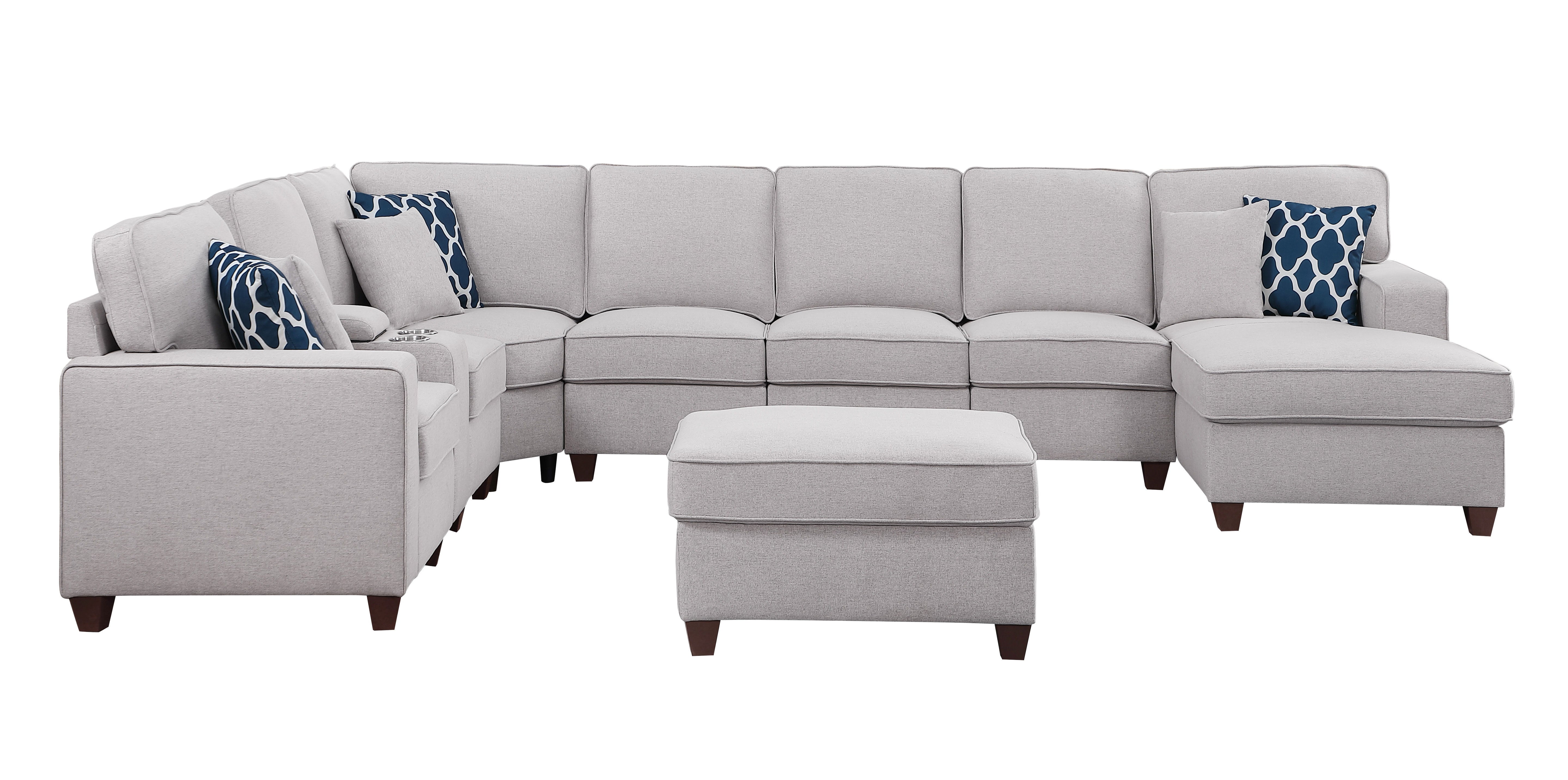 Eric - 9 Piece Upholstered Sectional With Ottoman