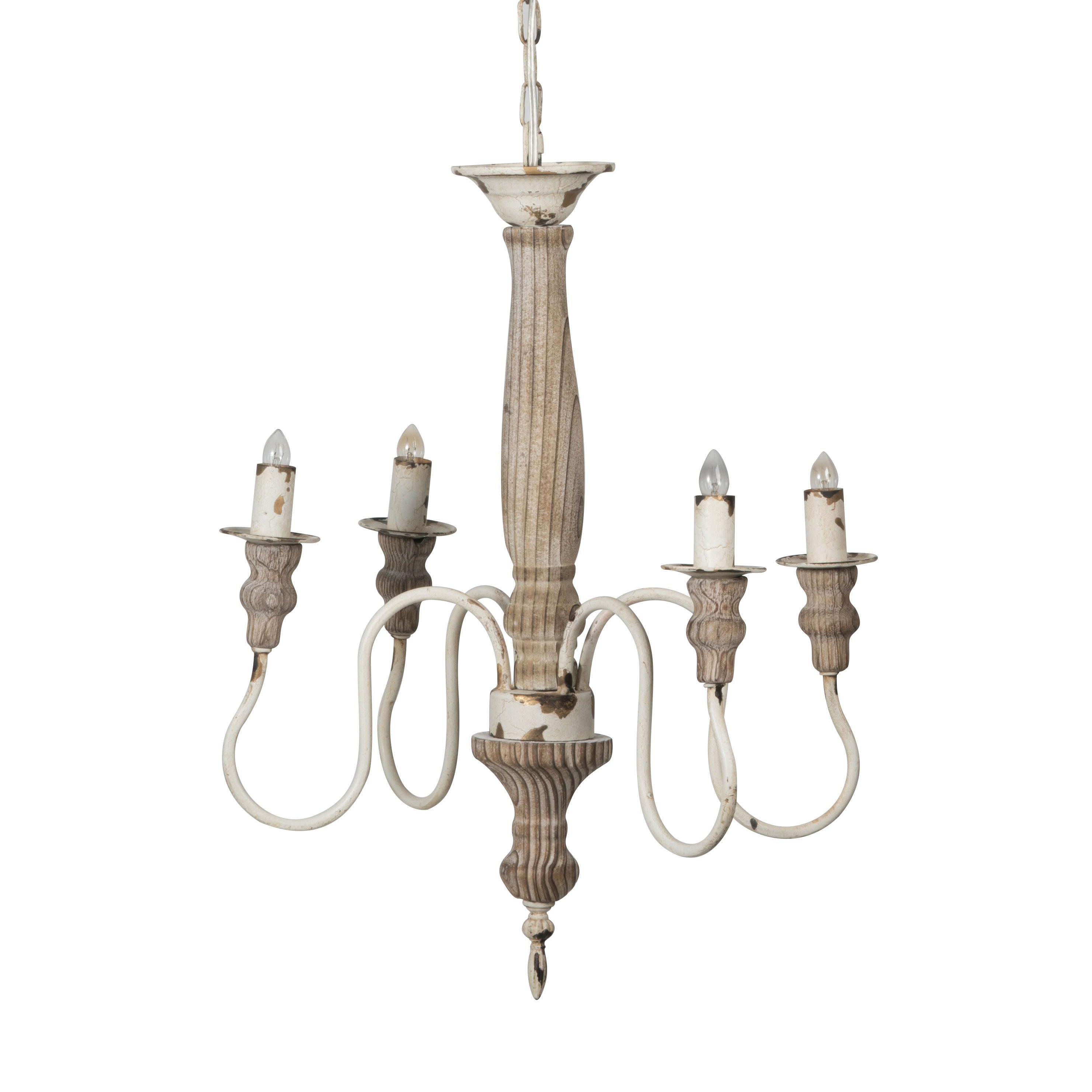 4 Light Chandelier, Hanging Light Fixture With Adjustable Chain For Kitchen, Bulb Not Included - Cream White