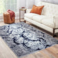 Penina Luxury Area Rug in Gray with Navy Blue Circles Abstract Design