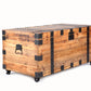 Trunk Table with four wheel Large capacity storage Coffee table, NaturalReclaimed Wood /Black Metal