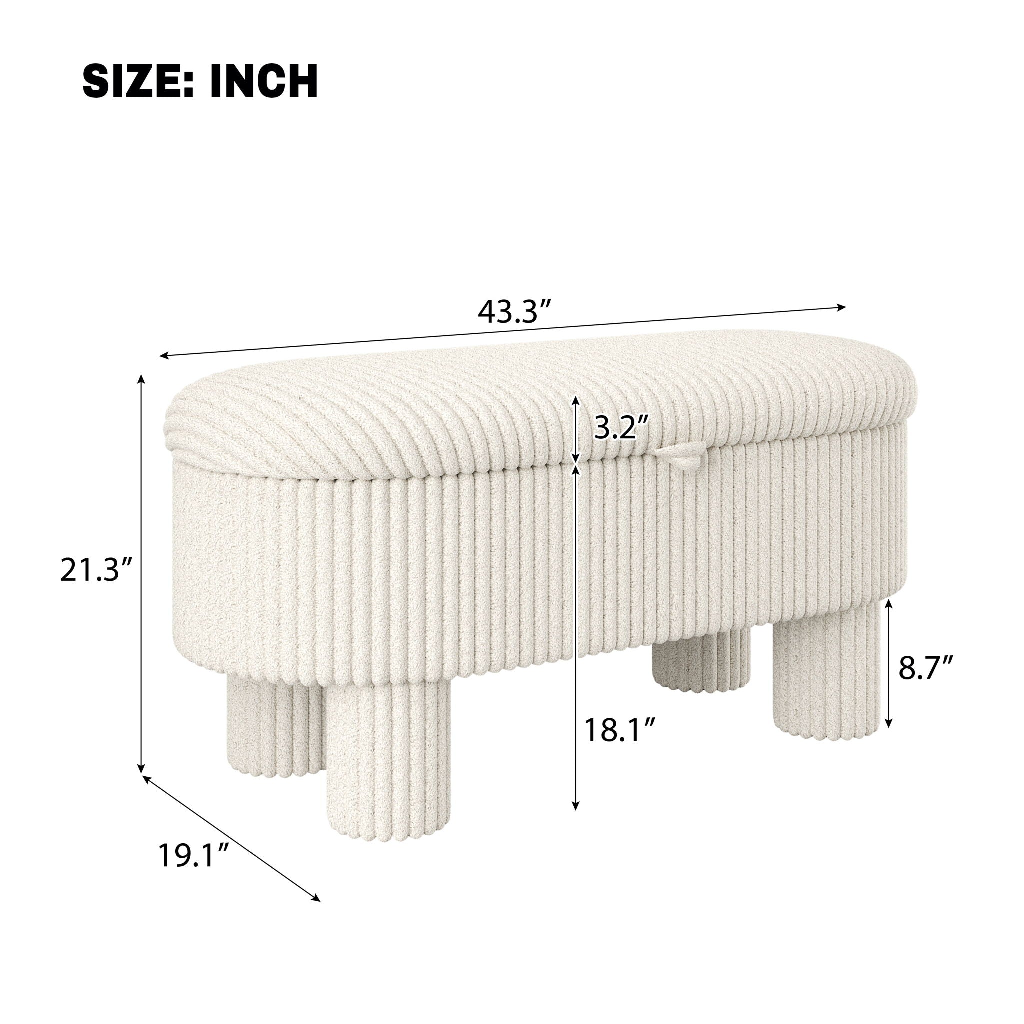 Storage Ottoman Upholstered Bench With Lift Top Storage For Bedroom