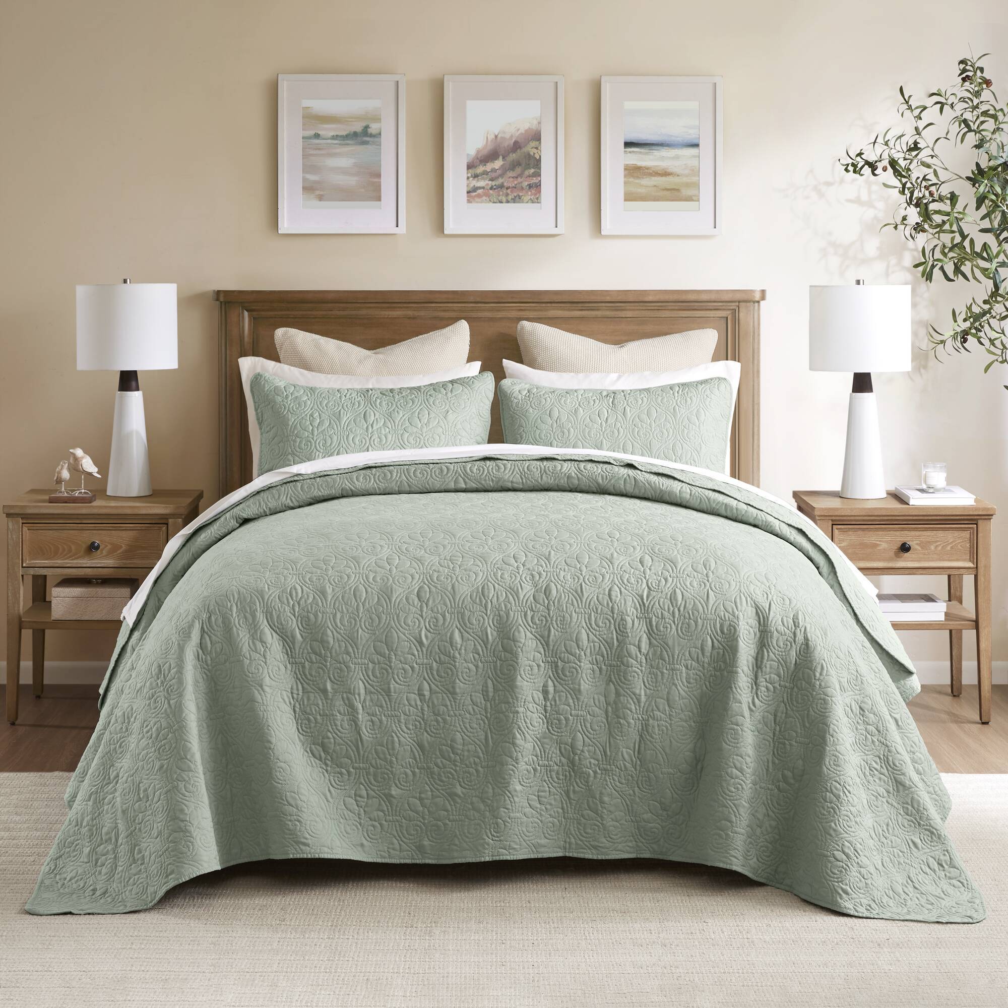 Quebec - Twin Reversible Bedspread Set - Seafoam