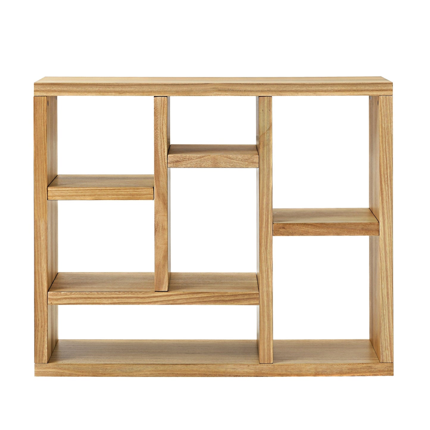 Open Wooden Open Shelf Bookcase, Freestanding Display Storage Cabinet with 7 Cube Storage Spaces, Floor Standing Bookshelf, Entryway, Living Room Storage Cabinet