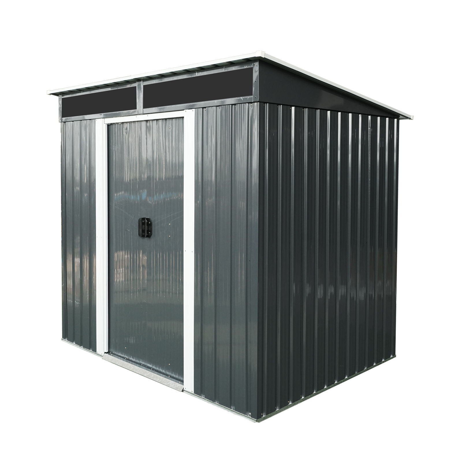 Outdoor Metal Storage Shed And Transparent Plate For Garden, Lawn