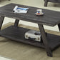 Athens Contemporary Replicated Wood Shelf Coffee Set Table in Charcoal Finish