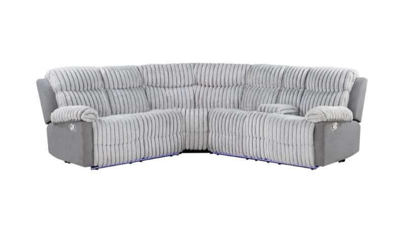 U6028 - Right Arm Facing Console Reclining Loveseat With LED - Gray