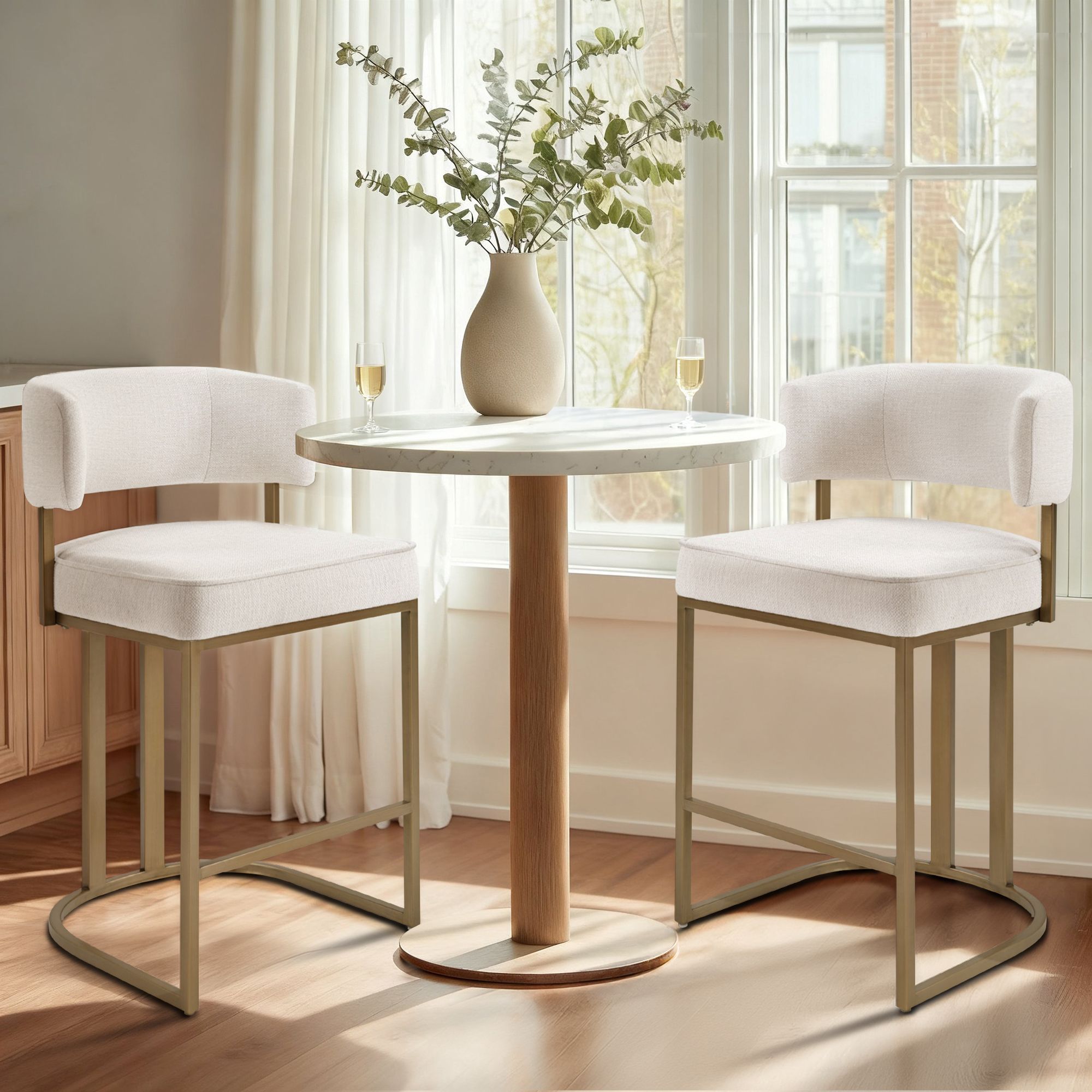 August - Upholstered Counter Stool - Ivory