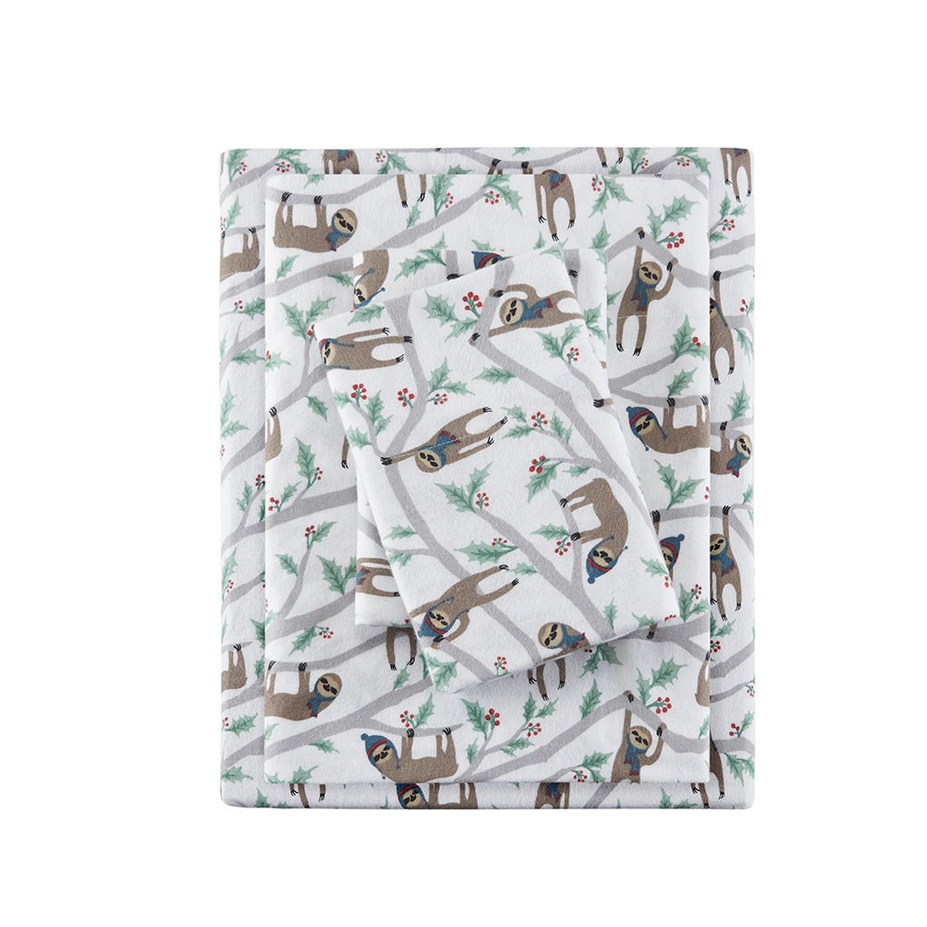 Cozy Flannel - King Printed Sheet Set - Multi Sloth