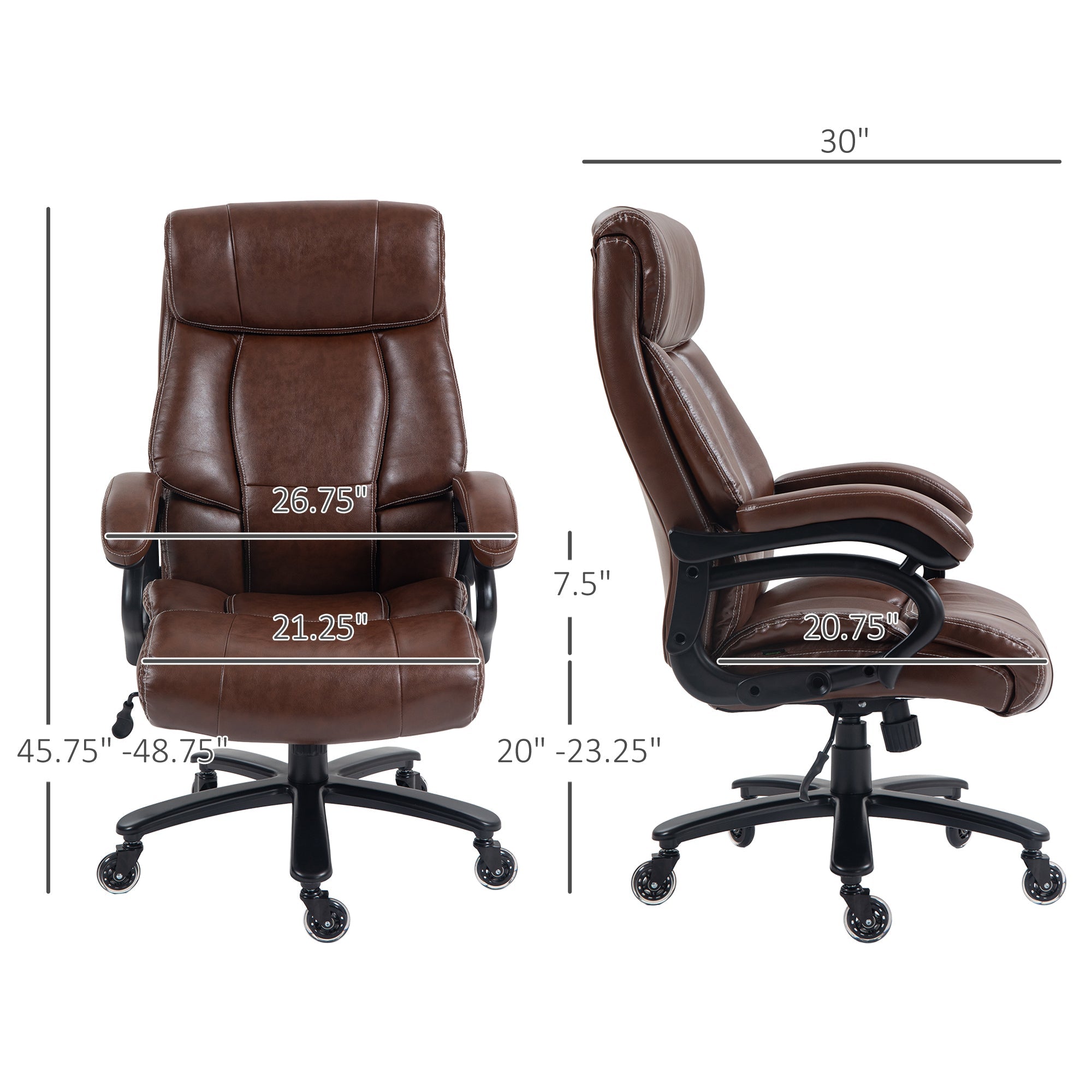 Vinsetto Big and Tall Office Chair, PU Leather Desk Chair 400lb, Brown