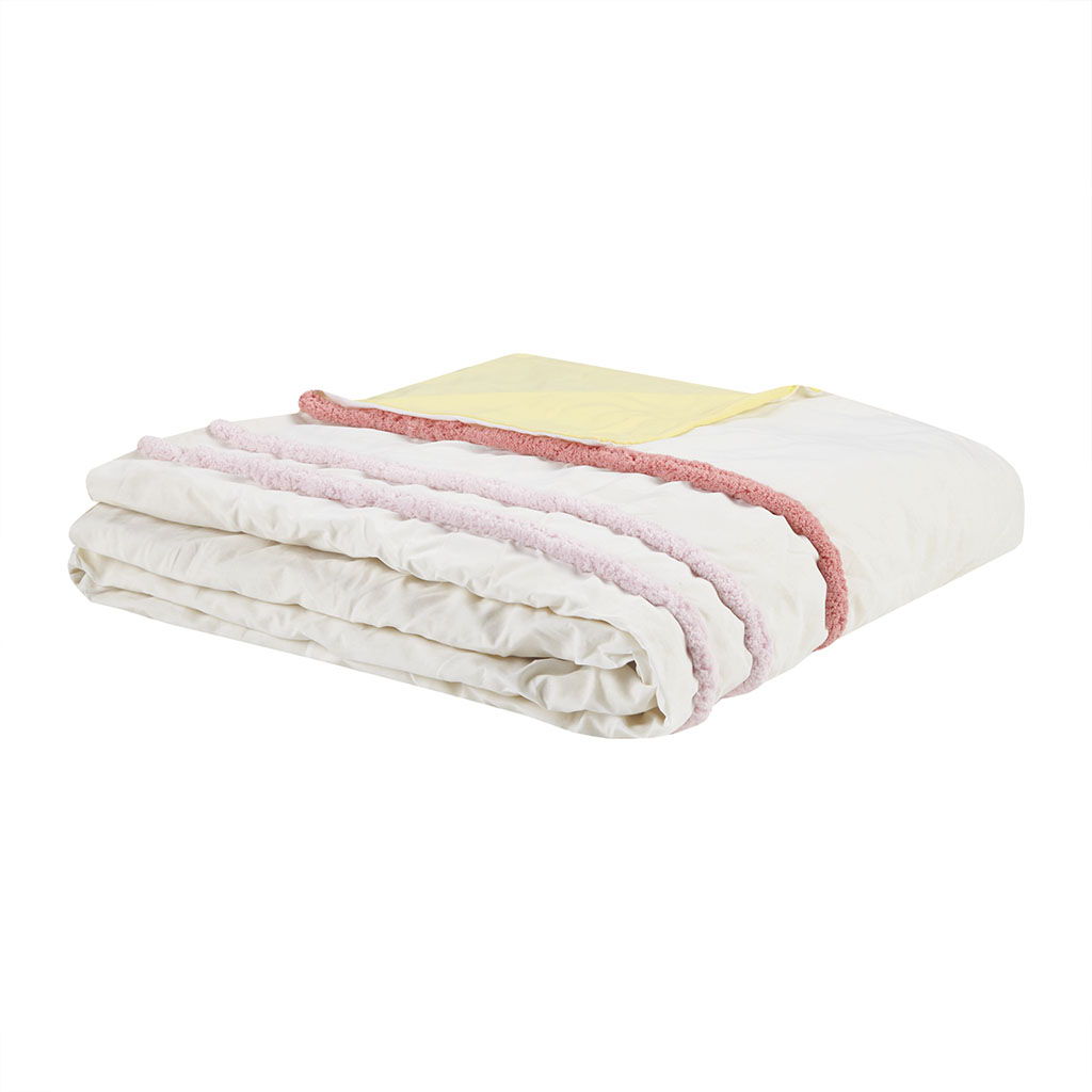 Haisley - Twin Duvet Cover Set With Trim - Pink
