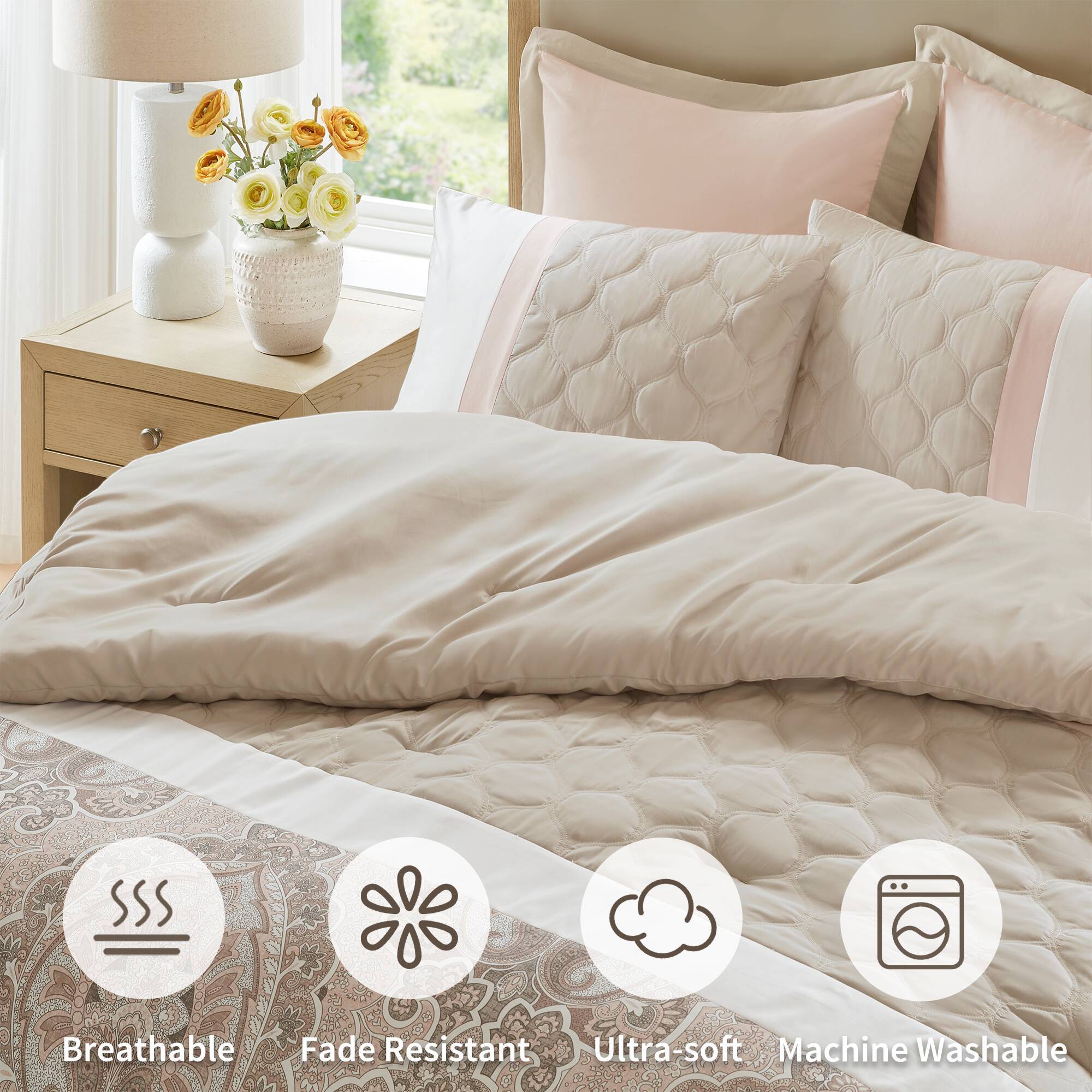 Shawnee - King 8 Piece Comforter Set - Blush