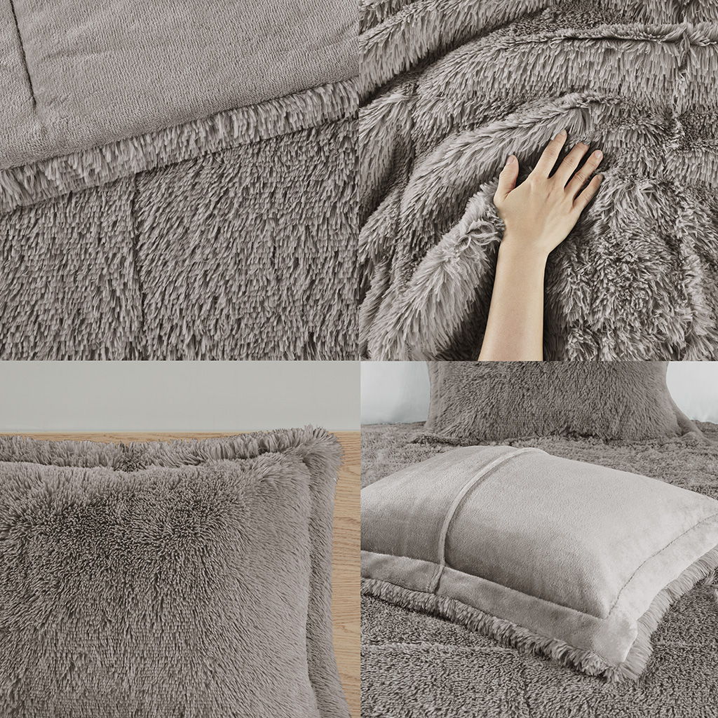 Malea - Shaggy Comforter Mini Set - Gray