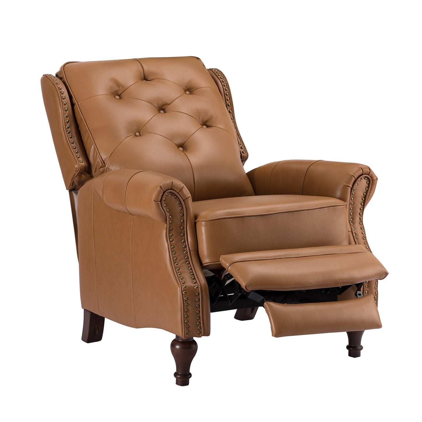 Hora Genuine Leather Manual Recliner-CAMEL