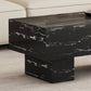 The black coffee table has patterns. Modern rectangular table, suitable for living rooms and apartments. 43.3"*21.6"*17.2"