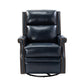 Louise Genuine Leather Swivel Rocker Recliner-NAVY