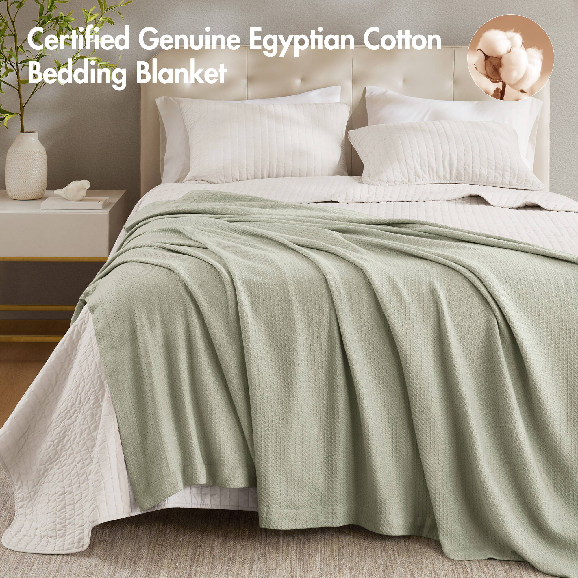 Egyptian Cotton - Full/Queen Blanket - Sage Green