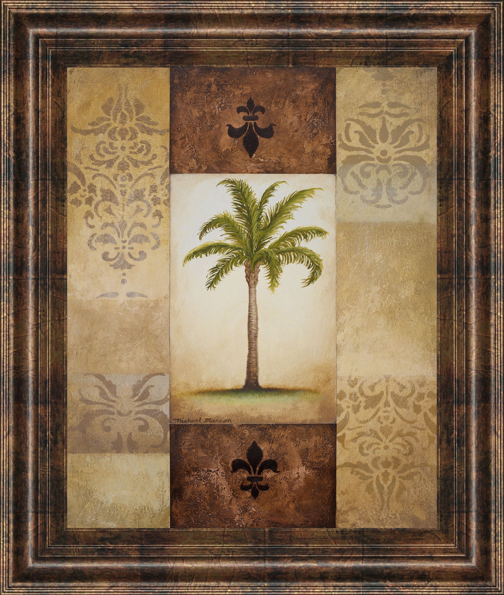 Fantasy Palm I By Michael Marcon - Framed Print Wall Art - Light Brown