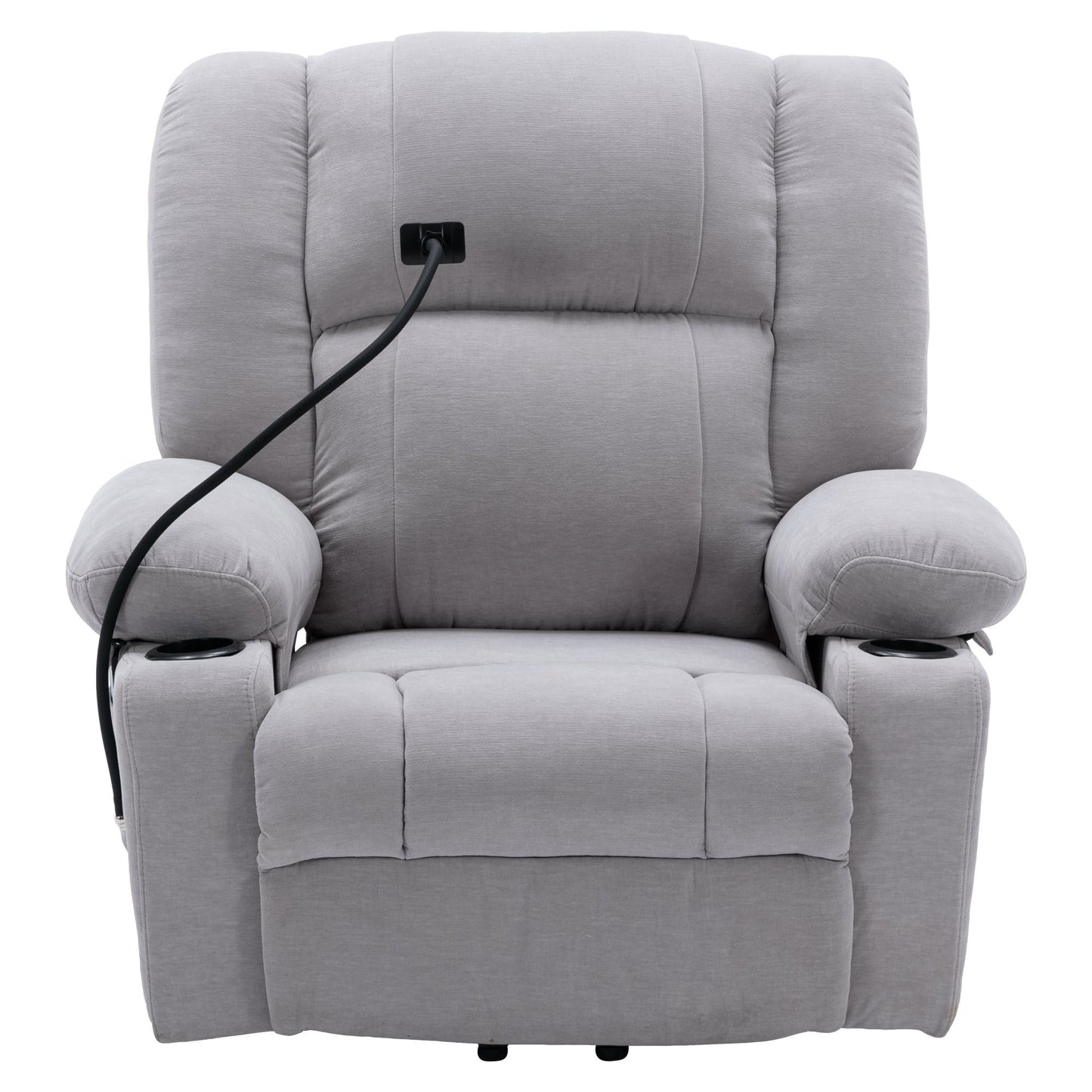 Power Lift Recliner Chair Electric Recliner for Elderly Recliner Chair with Massage and Heating Functions, Remote, Phone Holder Side Pockets and Cup Holders for Living Room, Grey