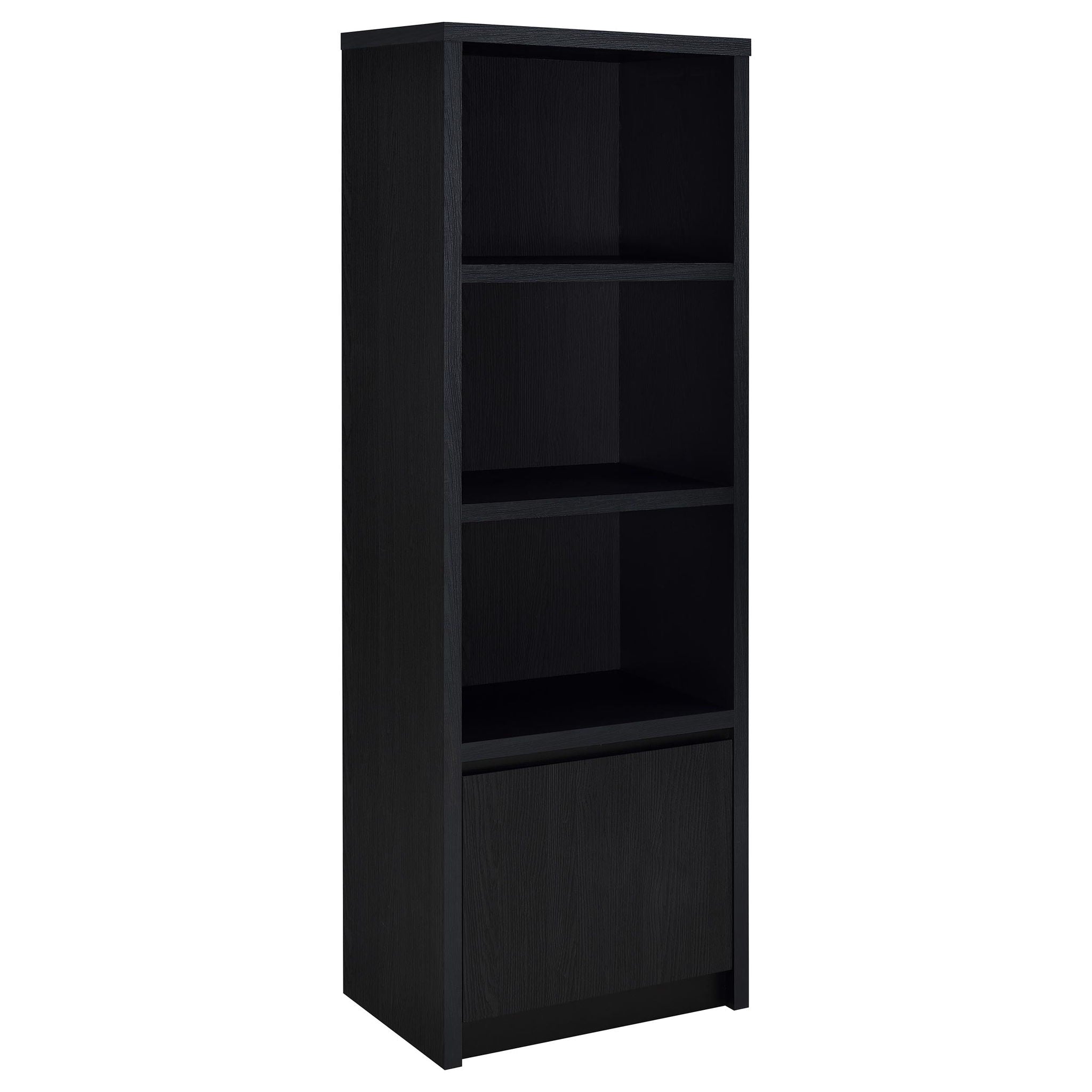Sloat - 3 Shelf Media Tower With Cabinet Storage - Black