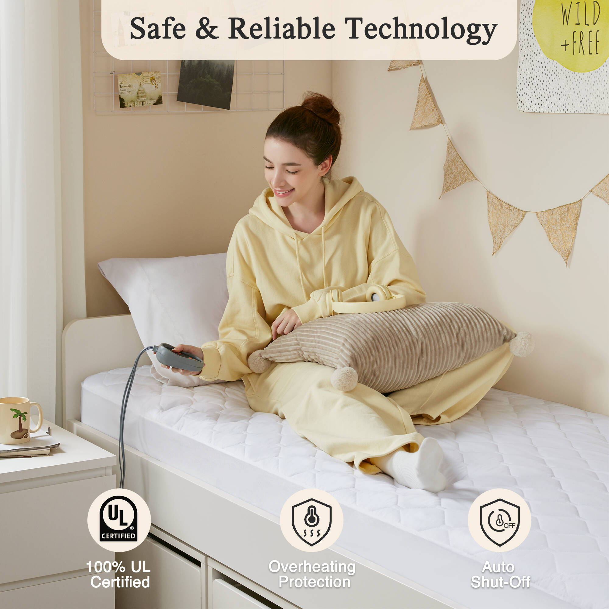Heated Microfiber - Twin Heated Mattress Pad With 3M Scotchgard - White