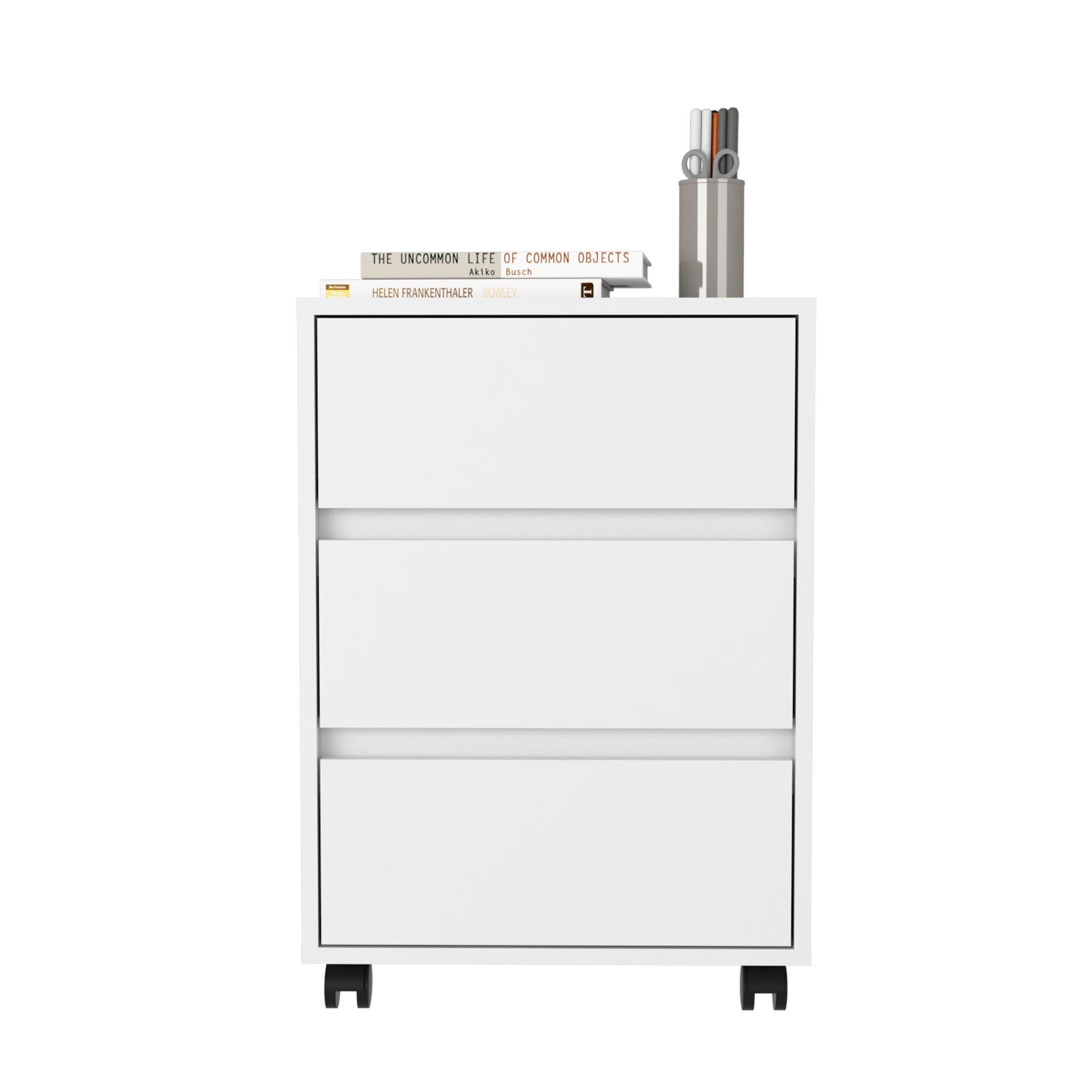 Three Drawers Bang, Filing Cabinet, Roller Blade Glide, White Finish