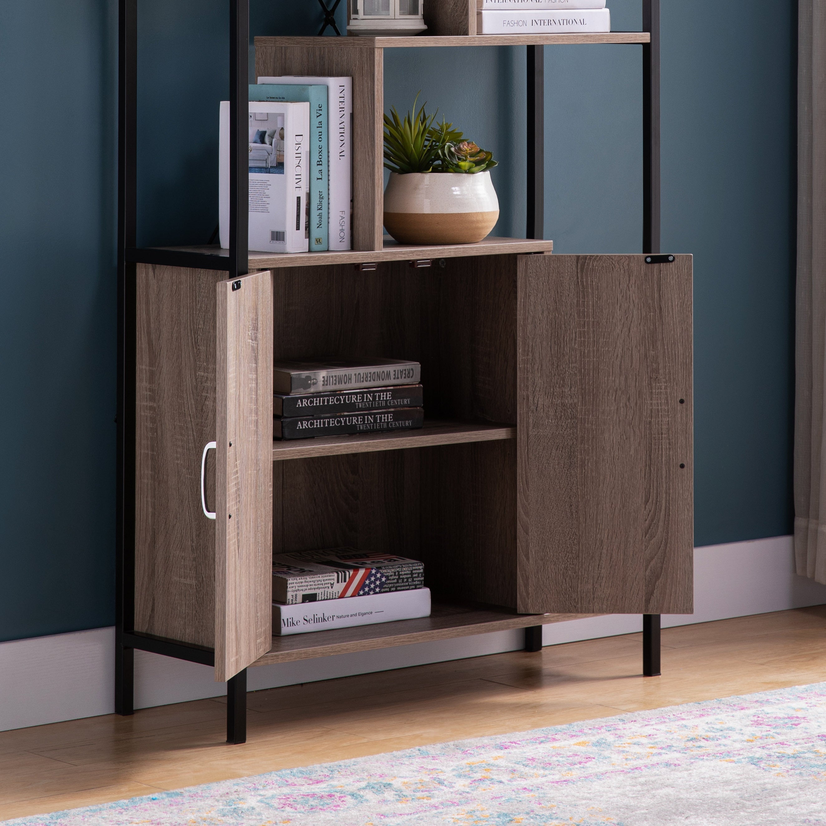 ID USA   Bookcase Dark Taupe & Black