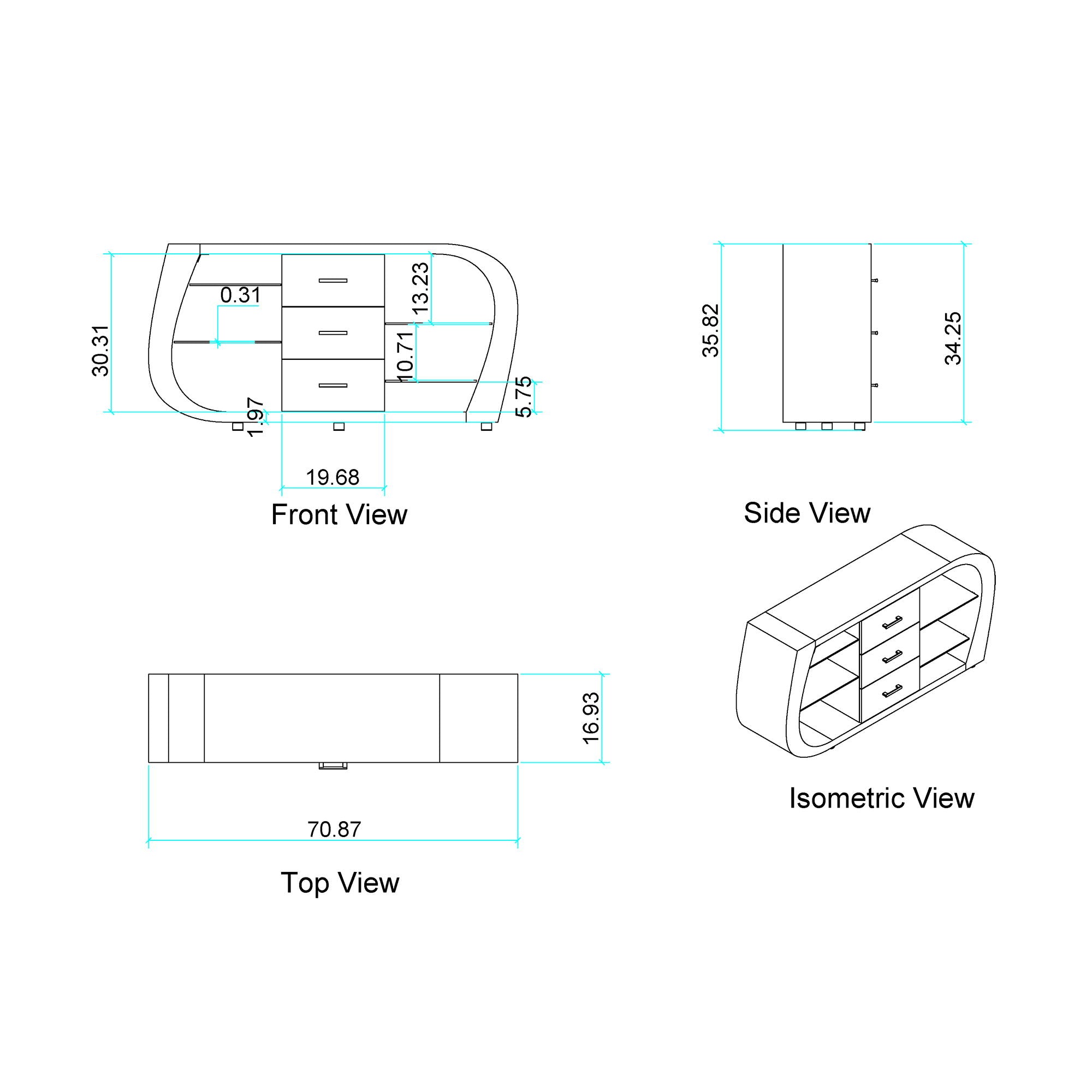 Anne - Buffet - White / Gray