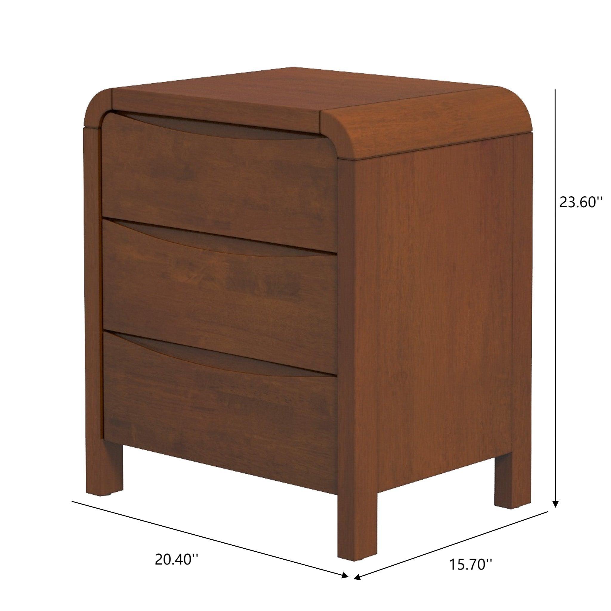Lionel - Nightstand 3 Drawer Bed Side Table - Brown